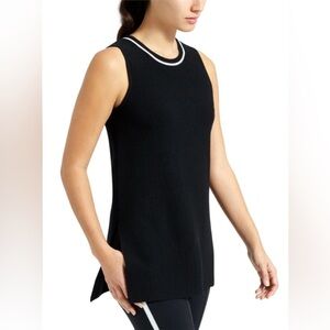 Athleta On the Town Sleeveless Ribbed Tunic Sweater Vest Black Size Medium